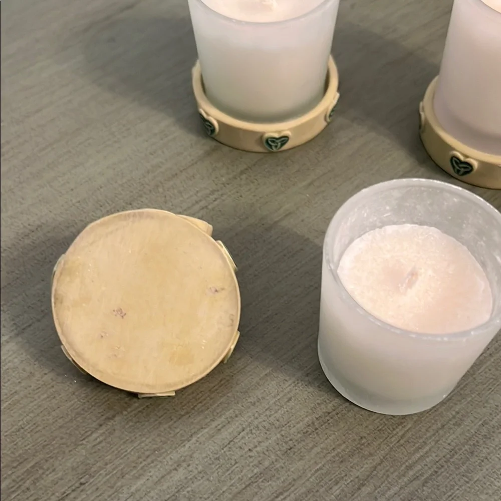 Cream and Green Shamrock Candle Holders Accents - Picture 4 of 4
